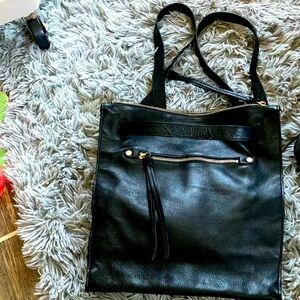 Kooba Black Leather Shoulder Backpack Tote